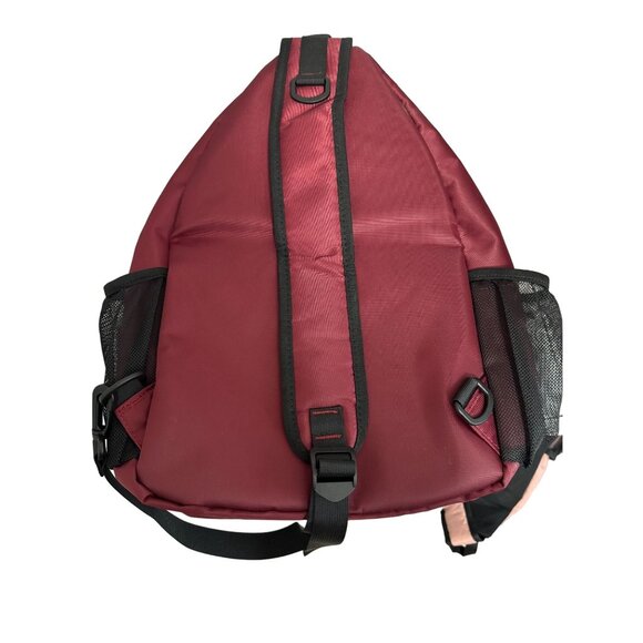 Mosiso Sling Backpack With USB Charging Port Water-Resistant Lightweight Maroon - Picture 2 of 7
